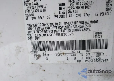 2014 Ford Edge Limited из США, поврежденный, VIN 2FMDK4KC9EBB36526